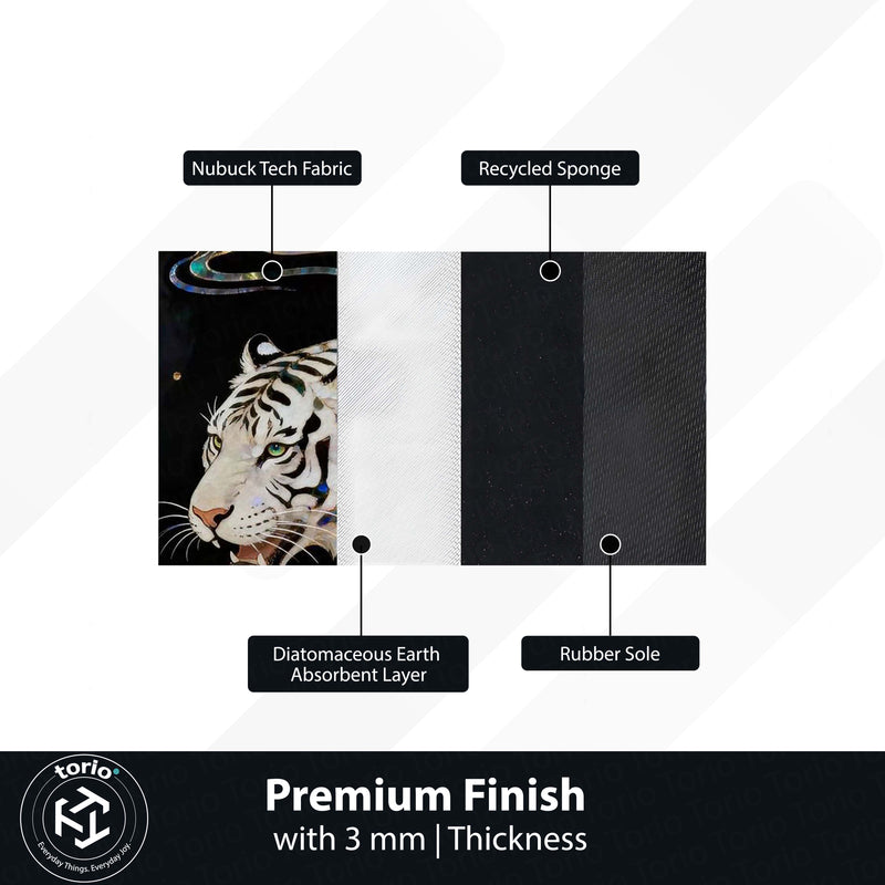 White Tiger Luxury Area Rug with Iridescent Pearl Art | Premium Aesthetic Animal Floor Mat | Modern Designer Rug for Living Room, Bedroom, Gaming Setup & Home Decor