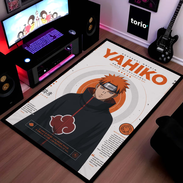 Naruto Yahiko Anime Character Flat Rug | Akatsuki Founder Yahiko Art Flat Rug | Premium Anime Gaming Room Floor Decor