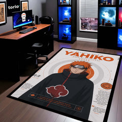 Naruto Yahiko Anime Character Flat Rug | Akatsuki Founder Yahiko Art Flat Rug | Premium Anime Gaming Room Floor Decor