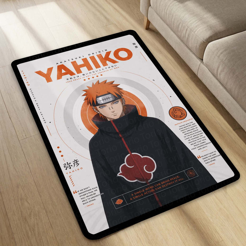Naruto Yahiko Anime Character Flat Rug | Akatsuki Founder Yahiko Art Flat Rug | Premium Anime Gaming Room Floor Decor