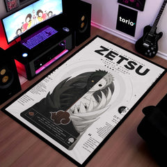 Naruto Zetsu Anime Character Flat Rug | Black & White Zetsu Akatsuki Art Flat Rug | Premium Anime Gaming Room Floor Decor