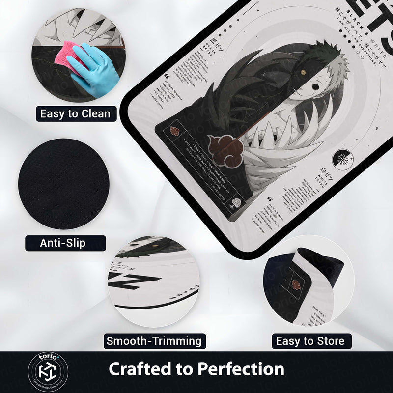 Naruto Zetsu Anime Character Flat Rug | Black & White Zetsu Akatsuki Art Flat Rug | Premium Anime Gaming Room Floor Decor
