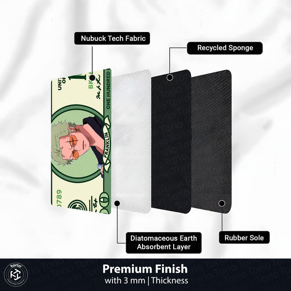 Roronoa Zoro Money Note Flat Rug | One Piece Anime Dollar Bill Inspired Bedroom Rug for Gaming Room & Otaku Decor