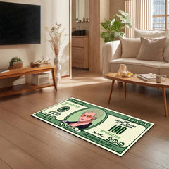 Roronoa Zoro Money Note Flat Rug | One Piece Anime Dollar Bill Inspired Bedroom Rug for Gaming Room & Otaku Decor